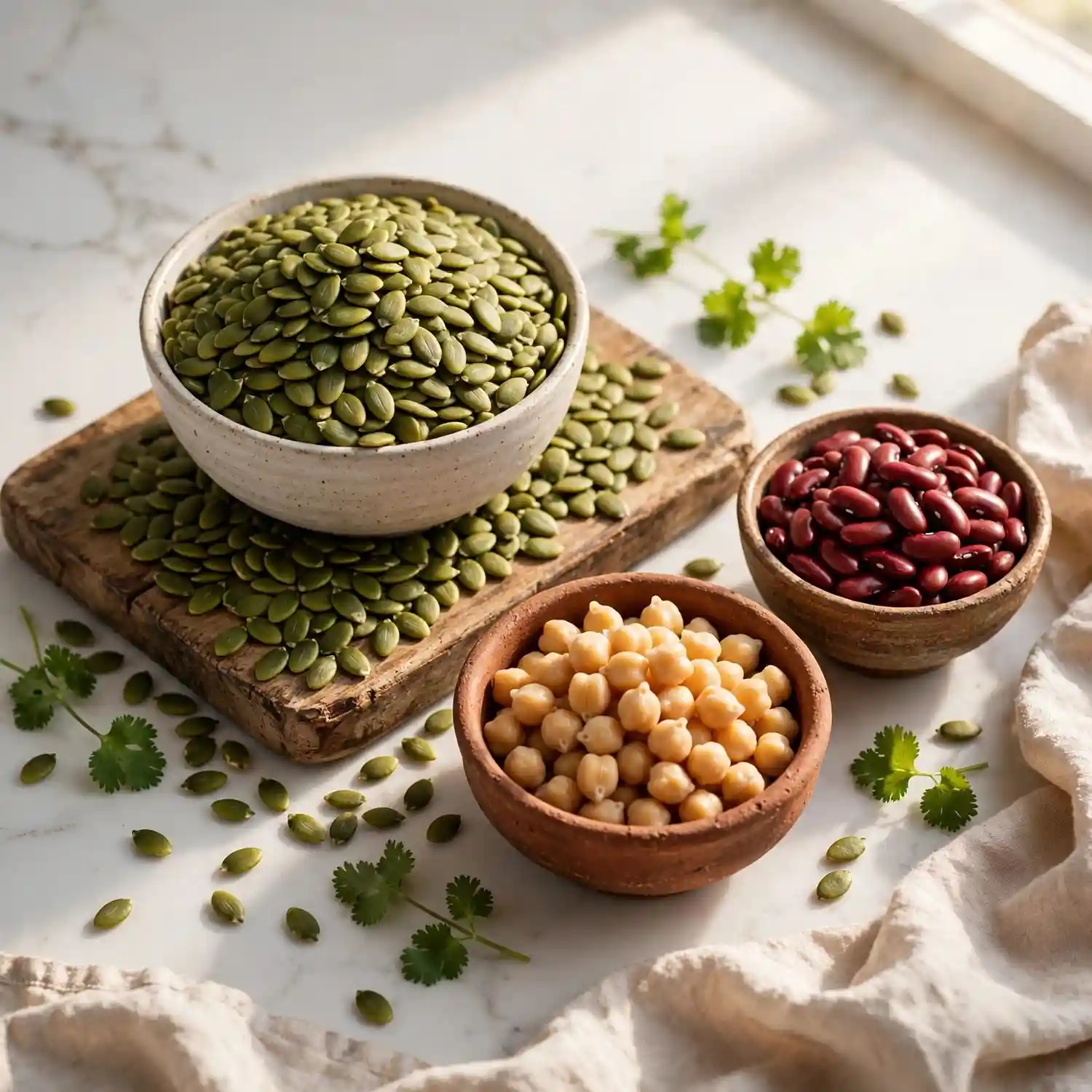 pumpkin-seeds-chickpeas-kidney-beans